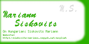 mariann siskovits business card